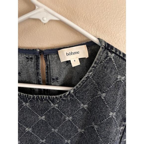 Bohme Zaida Bow Baby Doll Dress Small Short Sleeve - Picture 7 of 7